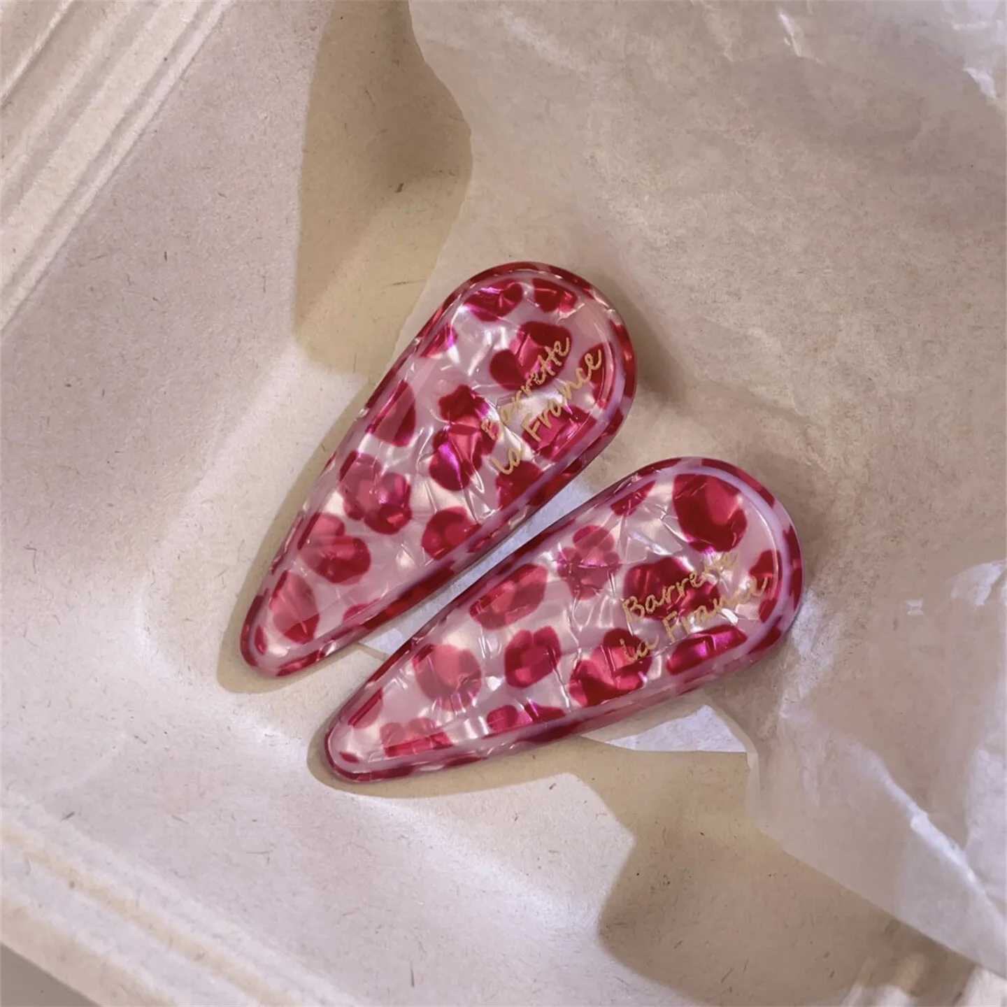 YHJ NEW Pink Leopard Pattern Geometric Hair Claw Korean Y2k Claw Clips Retro Trendy Hair Clips Hair Accessories for Women Girls H260402