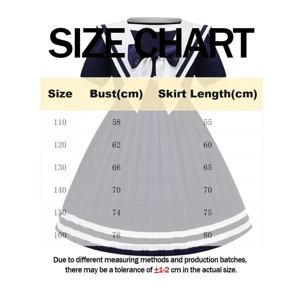 New Solid Color Sailor Dress Girls Cute Princess Dress Summer Fashion Casual Birthdays Party Dress Girls Lolita JK Dresses H260402