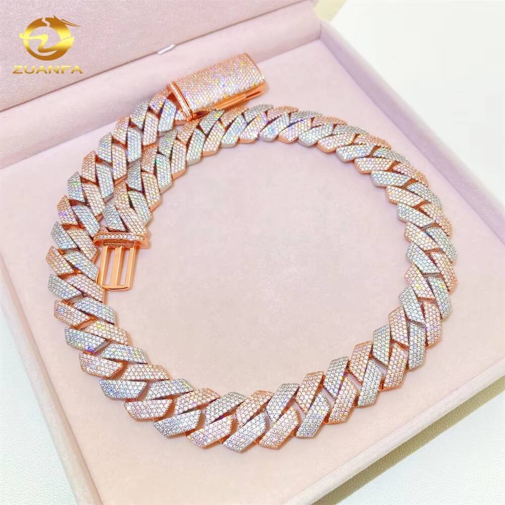 20mm Pass Diamond Tester Luxury VVS Moissanite Diamond 925 Sterling Silver Iced Out Cuban Link Chain