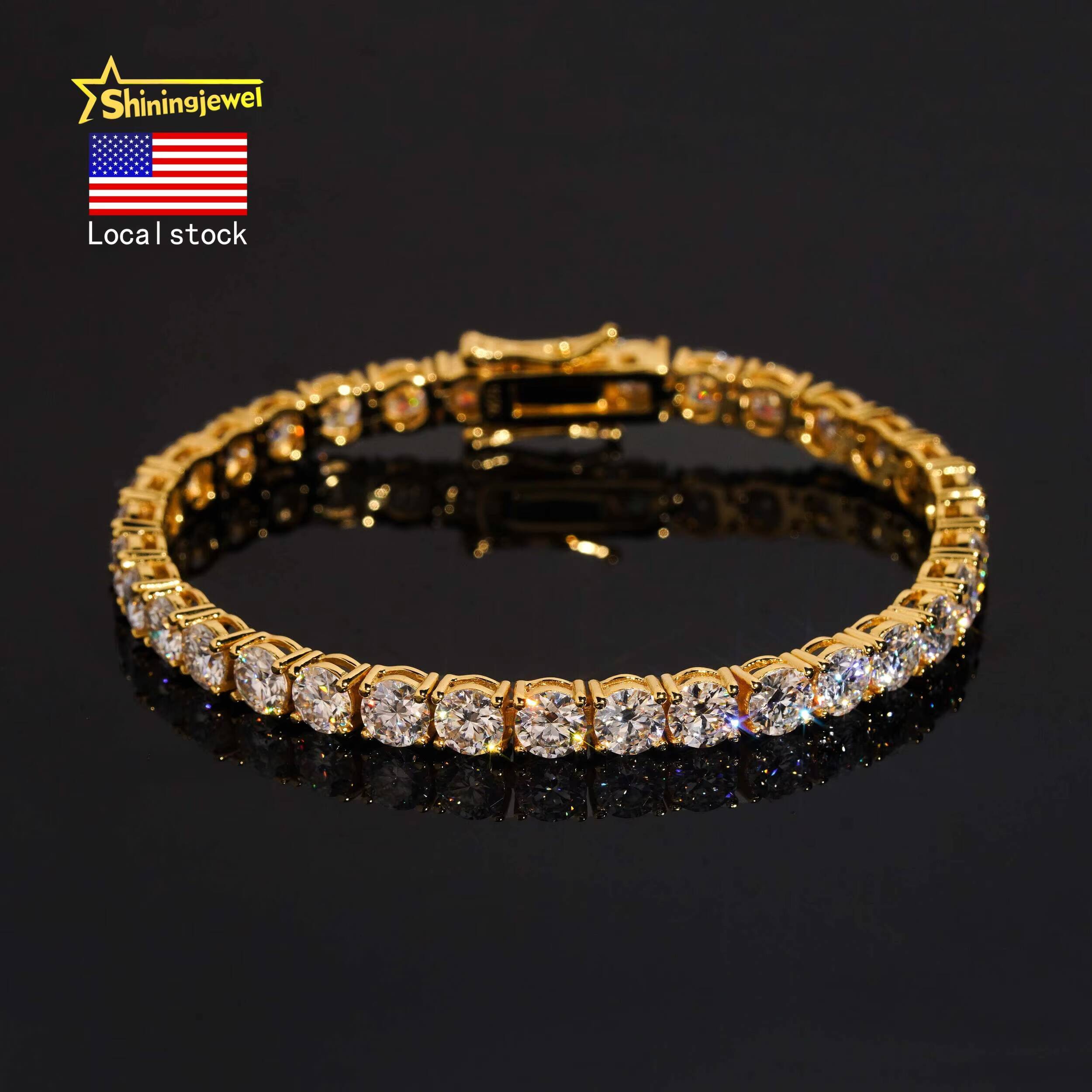 USA Warehouse Fast Delivery Tarrifs Free Pass Diamond Tester 4mm 925 Moissanite Tennis Bracelet Tennis Chain Moissanite