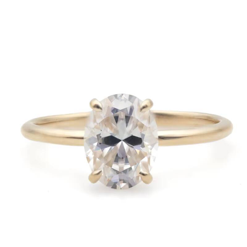 Luxury 10K 14K Solid Gold Moissanite 2cart Oval Cut Engagement Wedding Ring Moissanite Rings