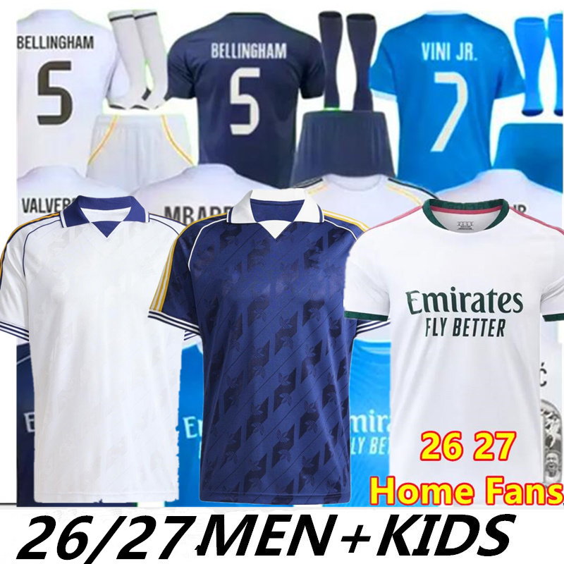 Real MBAPPE BELLINGHAM Soccer Jerseys RODRGO VINI JR Football Shirt kids kit VALVERDE ENDRICCK CAMAVINGA Long sleeved player 26/27 mADriDs 2026 Originals Retro