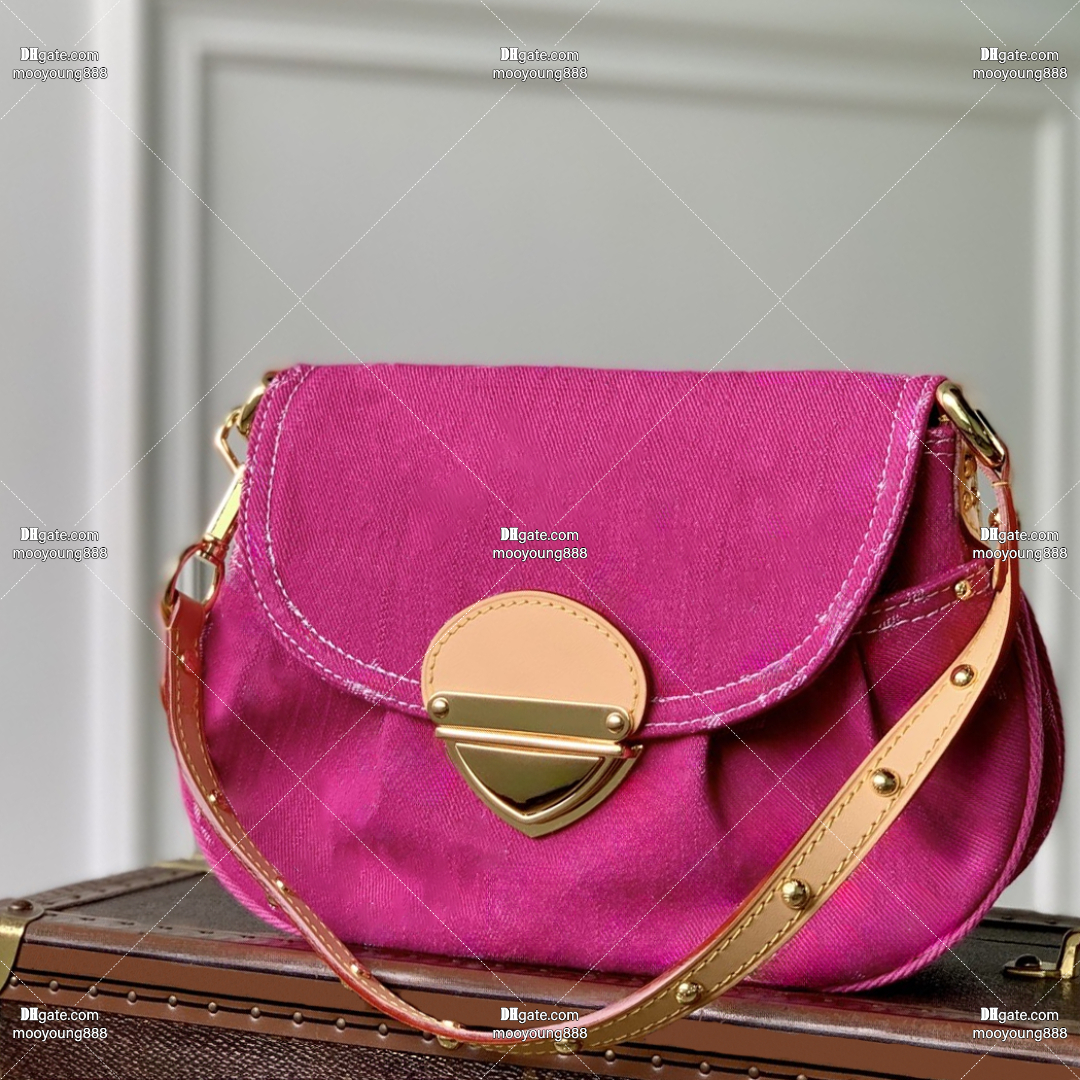 12A Upgrade Mirror Quality Designer Sunset Handbags for Women 27cm Denim Bag Luxury Leather Strap Crossbody Bag Pink Shoulder Purse with Box M28291