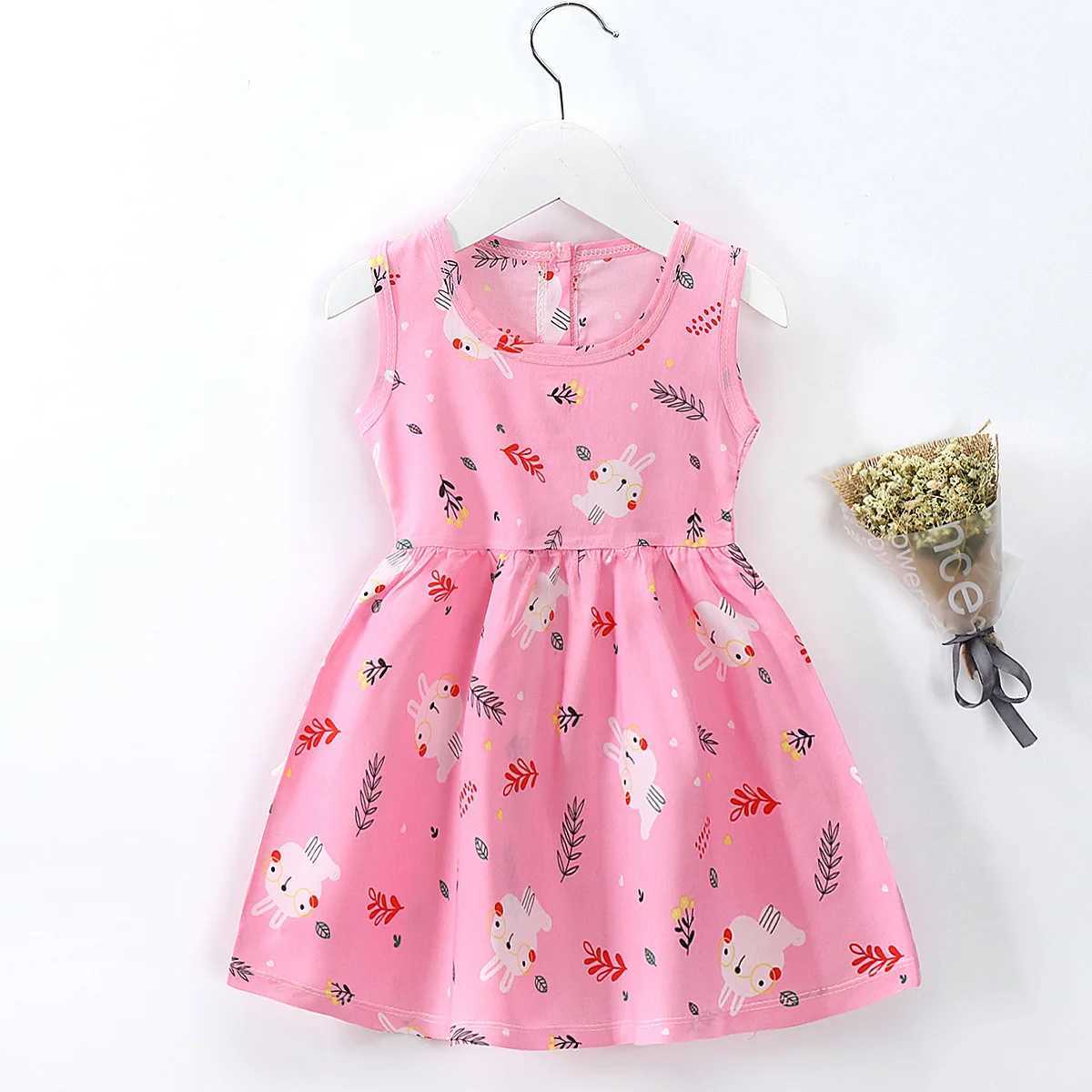 Girl Dress Cotton Summer Kids Clothes Girls Children Flower Dresses Sleeveless Princess Party Outfit Childrens Clothing H260402