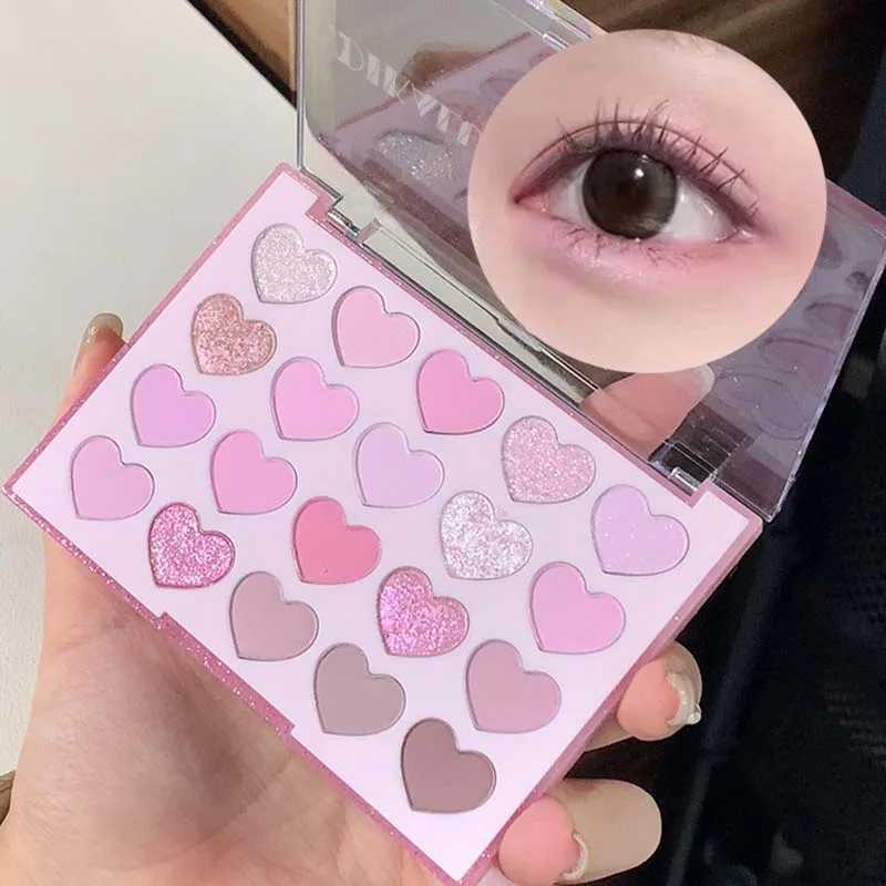 Sweet Pink 20 Color Heart Shaped Eyeshadow Plate Pearl Glitter Purple Eyeshadow Pink Blusher Naturally Brightens Korean Makeup H260402