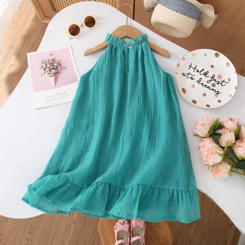 Humor Bear Summer Girls Dress Solid color retro-style halter sleeveless Fashion Princess Dress Casual Dresses For Girls H260402