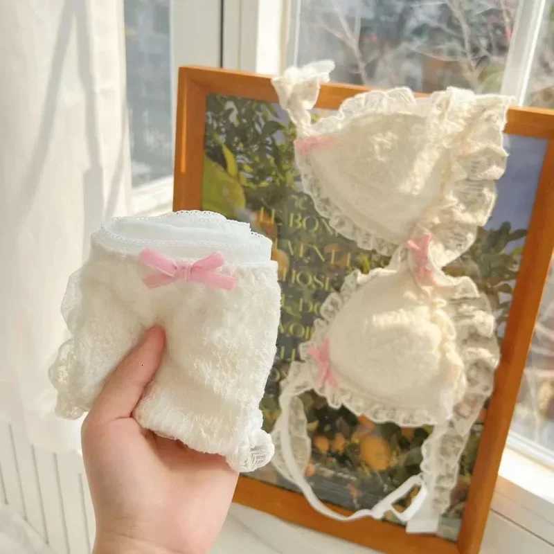 French retro Lolita lace fringed bra without steel rings sweet Japanese-style bra cover Z260402