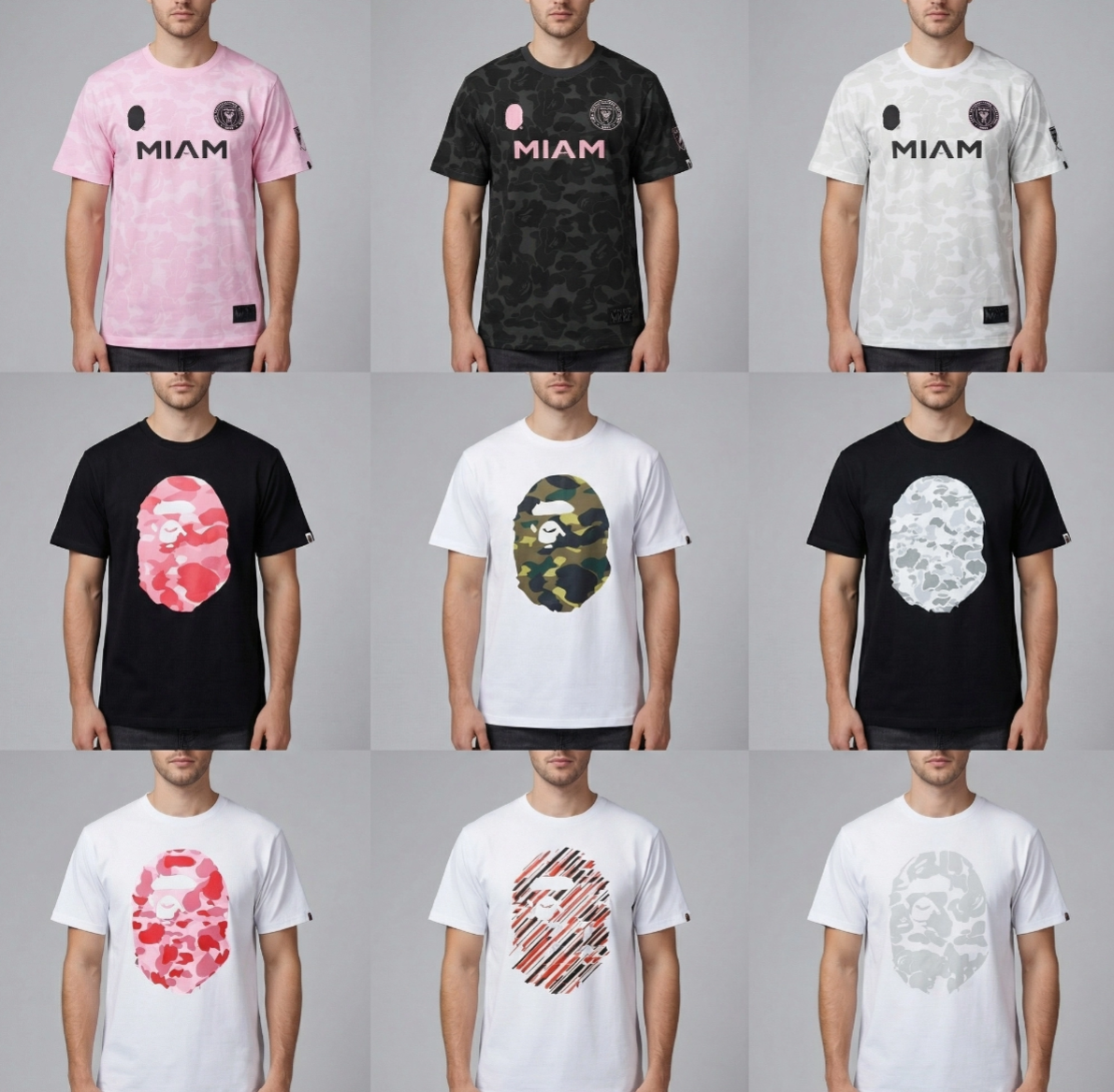 Designer Mens T-Shirts 2026 Jointly designed camouflage sports Football jersey Madam Tees Side Double Sided Camouflage Shark Tshirts Cotton Shirts