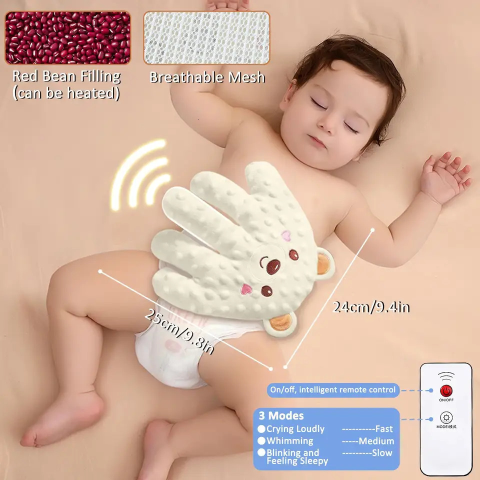 Baby Patting Soothing Palm Sleepping Soother Patting Toy Pillow Startle Prevention Cartoon Animal Baby Pillow with Red Bean 260402