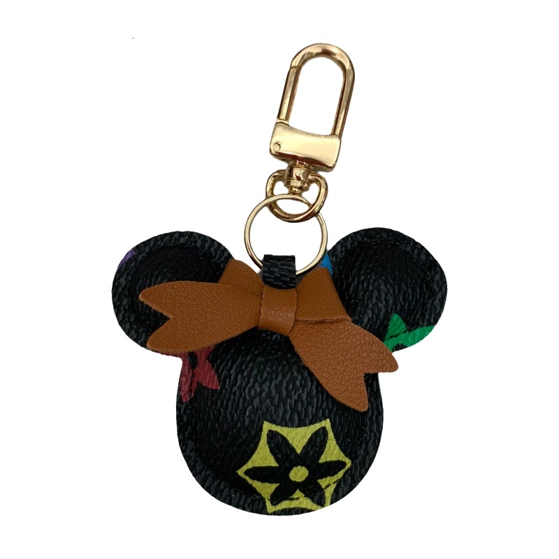 Mouse Shaped PU Leather Keychain Floral Decor Animal Pendant Keyring for Car Bag Fashion Accessory Gift for Men Women Gift - view 3