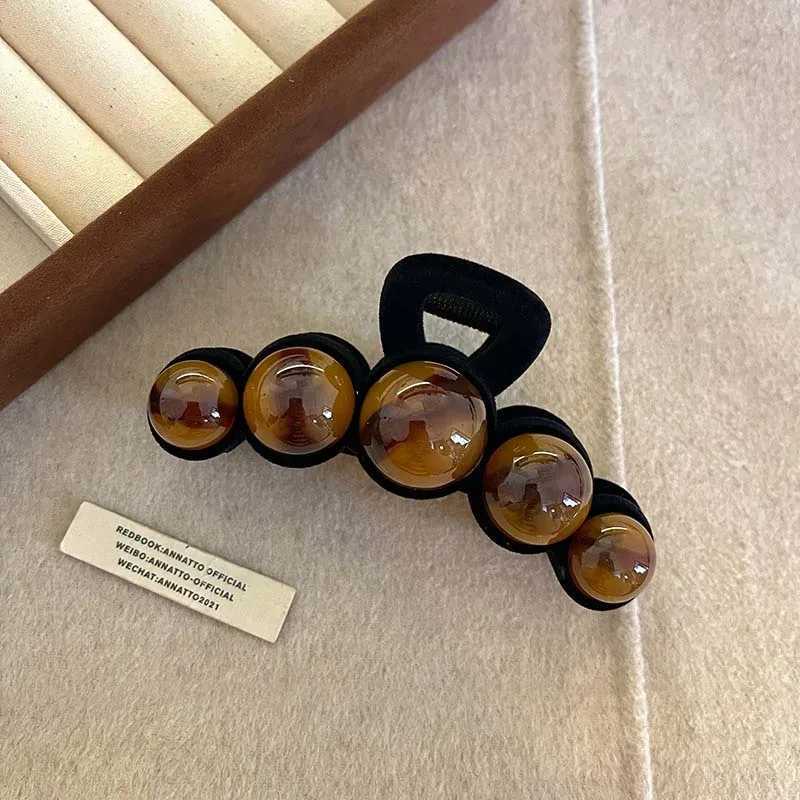 Fashion Acrylic Beads Large Hair Claws for Women 2025 New Handmade Bead Ponytail Shark Clamp Clips Headwear Hair Accessories H260402