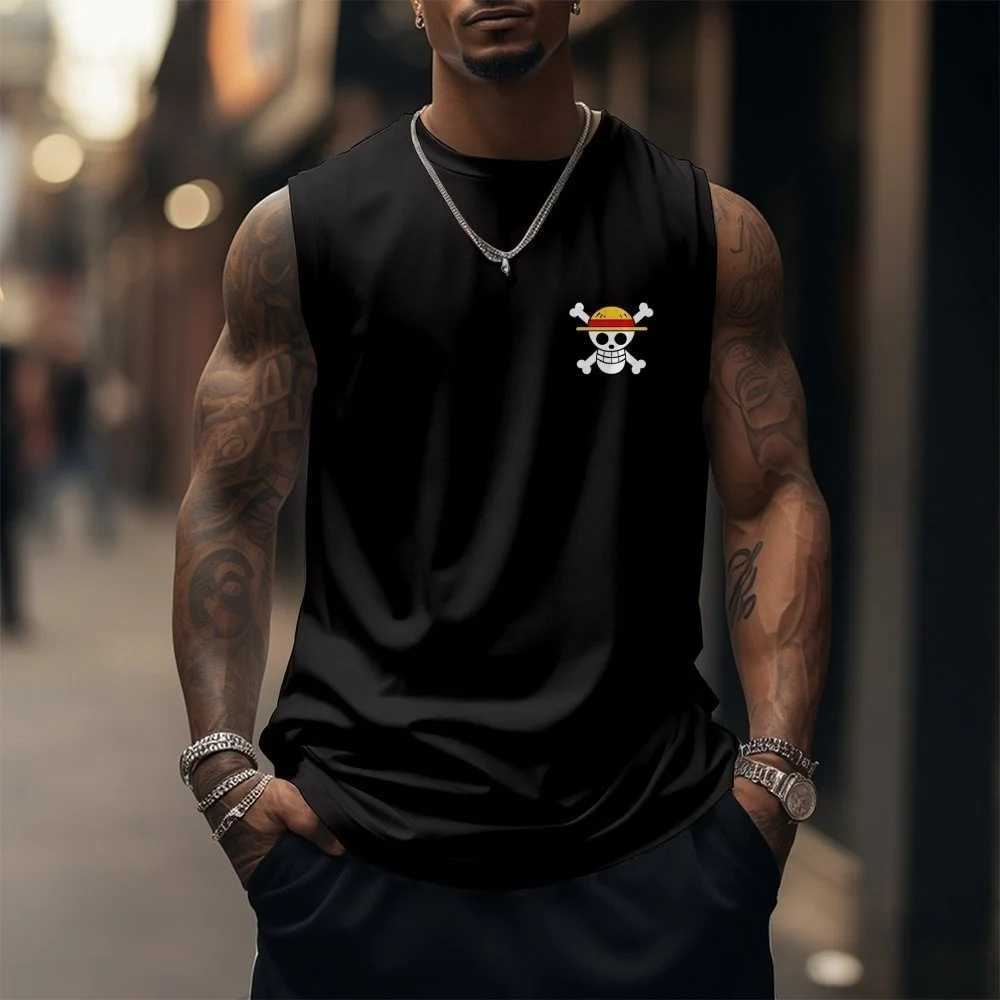 One Piece Men Vest Tank Top Monkey D Luffy Summer Japanese Anime Spring and Autumn Sports Fitness Casual Fashion Sleeveless Top C260402