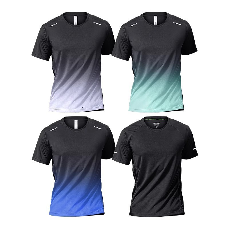 Mens Tshirts Sports Tshirt Quickdrying Gradient Short Sleeve Tees Outdoor Workout Basketball Training Running men clothes 251013
