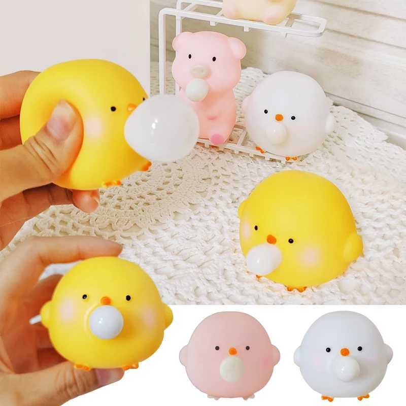 Handmade Cute Blow Bubble Chick Squishy Fidget Toys Decompression Sensory Stress Relief Squeeze Toy For Adults Kids Party Favors H260402
