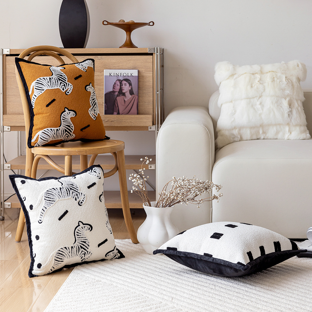 Pillow Case Cover French Style Light Luxury Sofa Modern Simple Model Room Decorative Bedside Cushion Bed Backrest