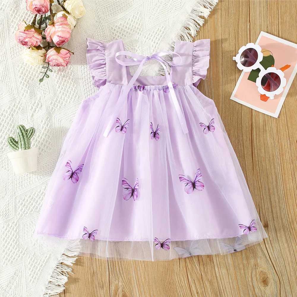 Summer Baby Girl Dress Girls Green Butterfly Mesh Princess Dress Children Birthday Party Clothing H260402
