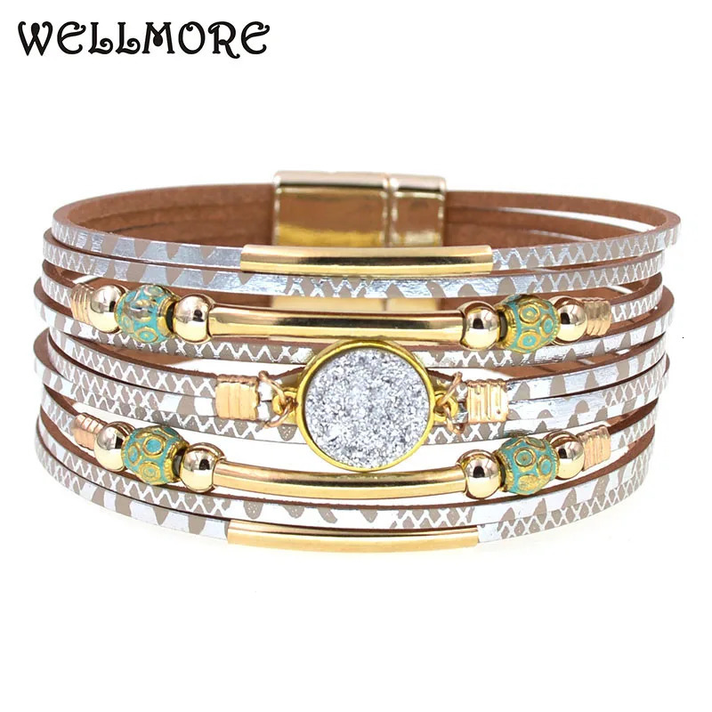 WELLMORE women bracelets bohemia bracelets fashion wrap bracelet leather bracelets for women Female Jewelry wholesale 260318BJ - view 3