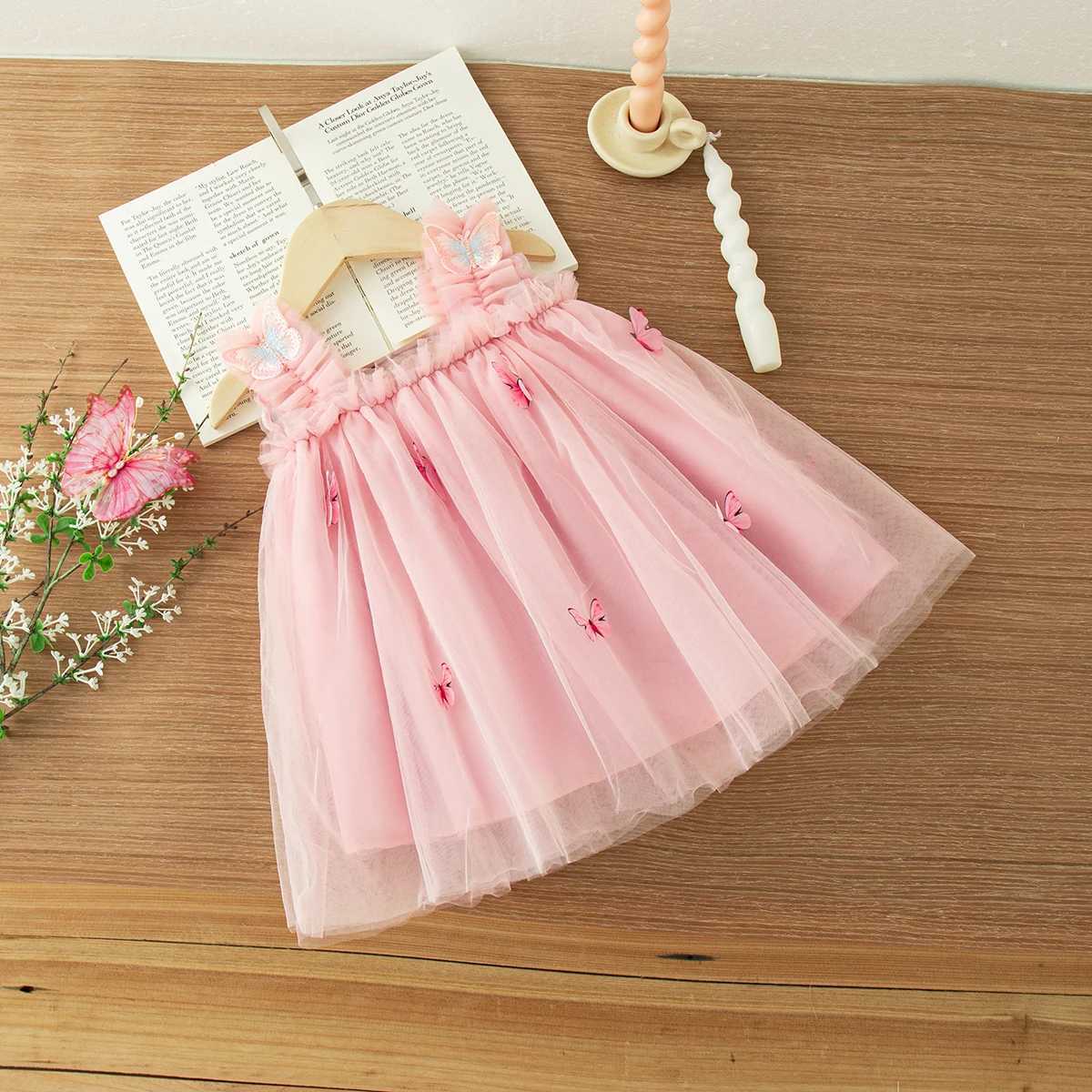 Baby Girl Dresses Summer Mesh Butterfly Girls Dresses Cute Back Wings Girls Princess Dresses Baby Clothes Girl H260402