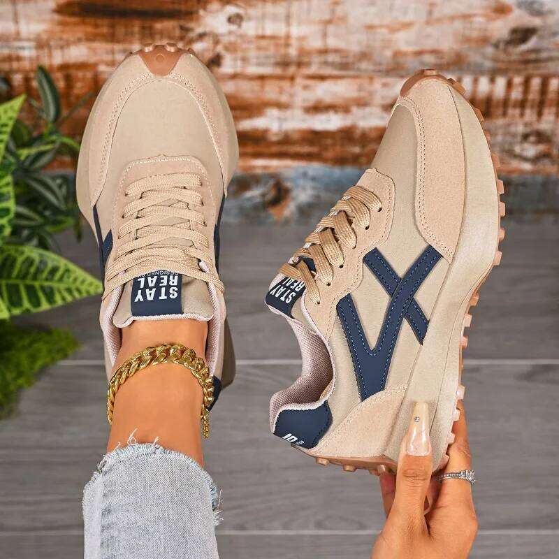 2026 New Designer Women's Sneakers Spring Casual Lace-up Footwear: Luxury, Thick-Soled, Non-Slip, Plus-Size Vulcanized Shoes 26Y0402