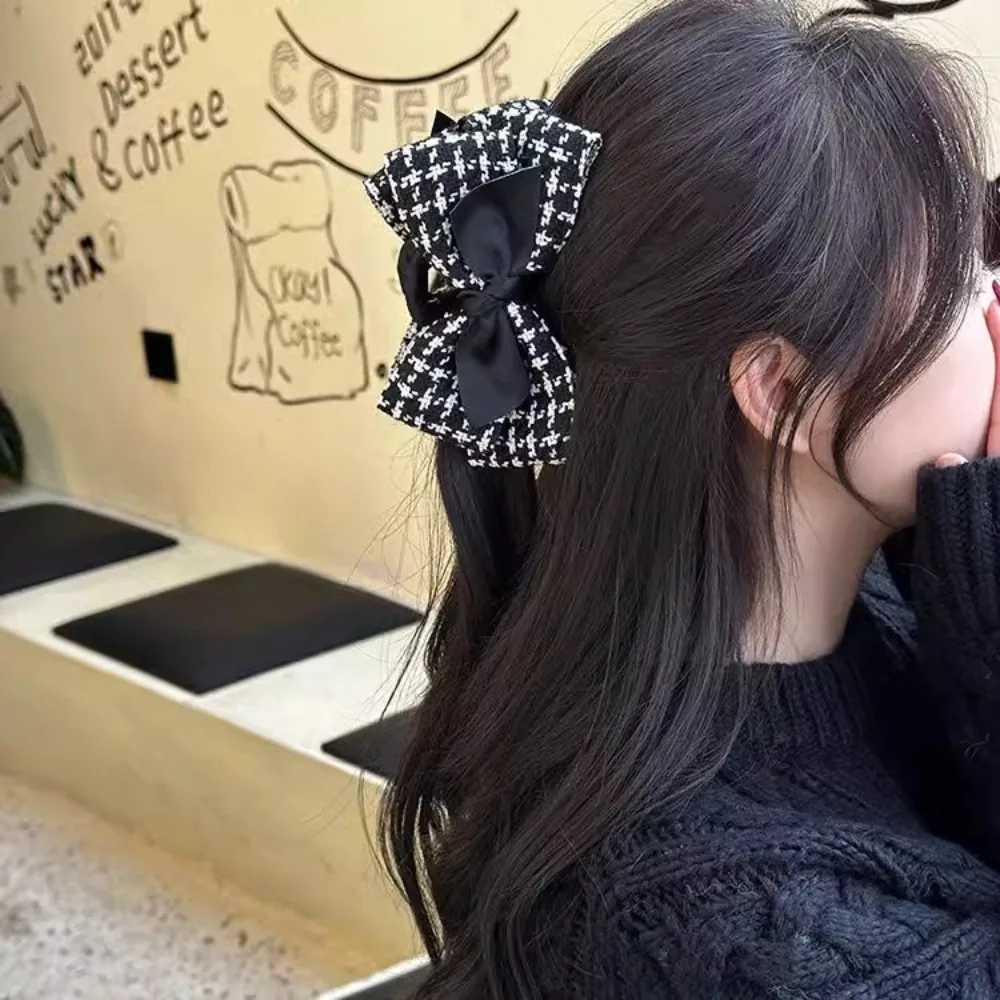 1pc Xiaoxiangfeng Qianniao Grid Large Grab Clip Bow Shaped Hair Clip High-end Feeling Light Luxury Style Back Of The Head H260402