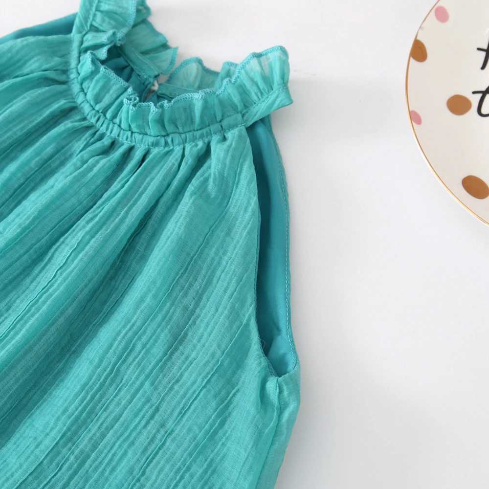 Humor Bear Summer Girls Dress Solid color retro-style halter sleeveless Fashion Princess Dress Casual Dresses For Girls H260402