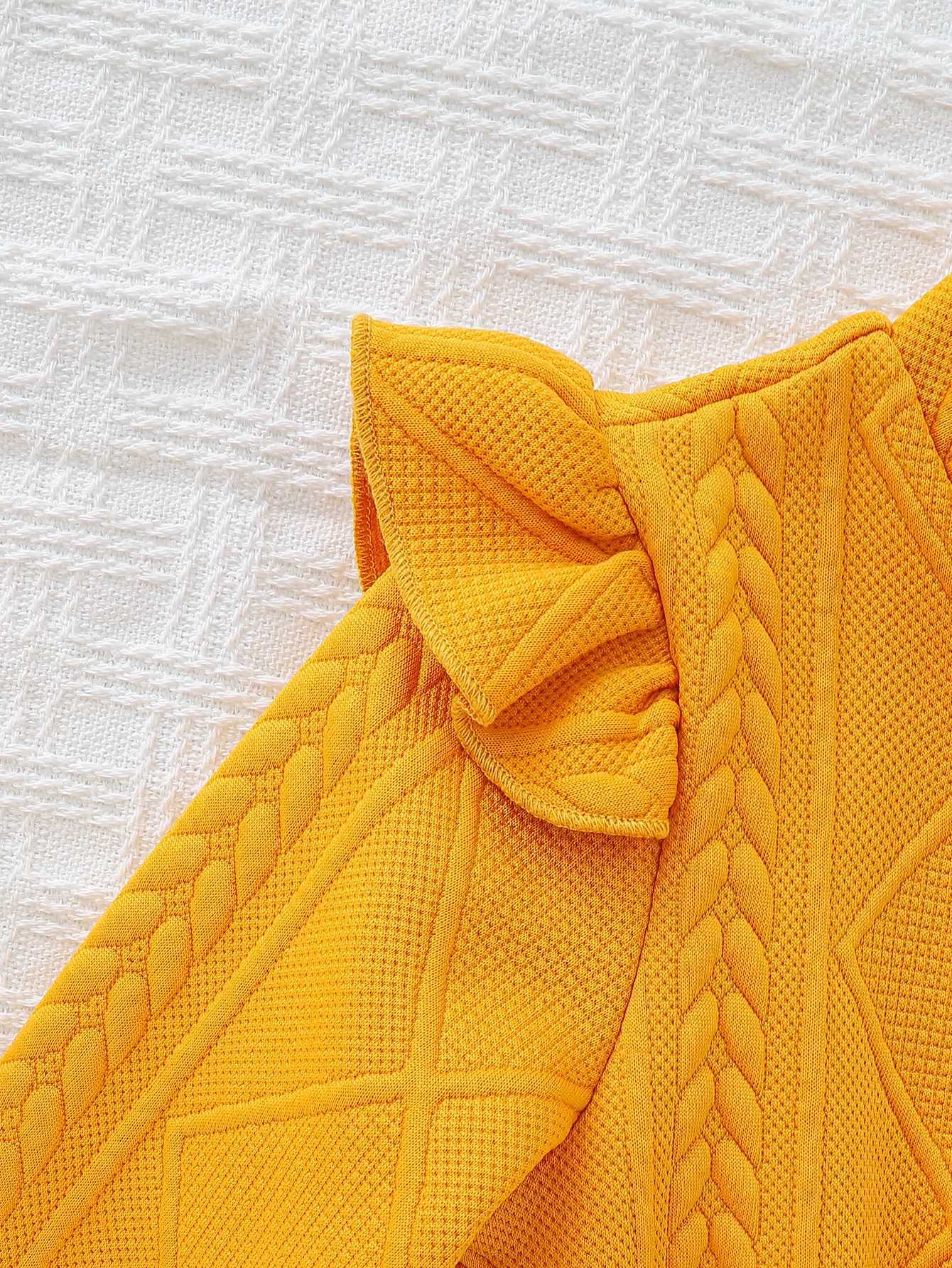 Little Girls Autumn/Winter Yellow Butterfly Thickened Long-Sleeve Dress Bag H260402