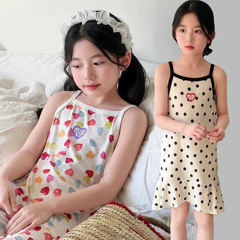 Girls Summer Cotton Dresses Childrens Fashion Dresses Thin Girls Halter Dresses Childrens Flower Dresses Dot Dresses Plaid D H260402