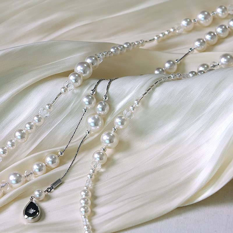 Jewelry necklace luxury designer necklaces for women pendant necklace Layered Pearl Sweater Chain French Asymmetric Three-Layer Long Tassel Necklace f
