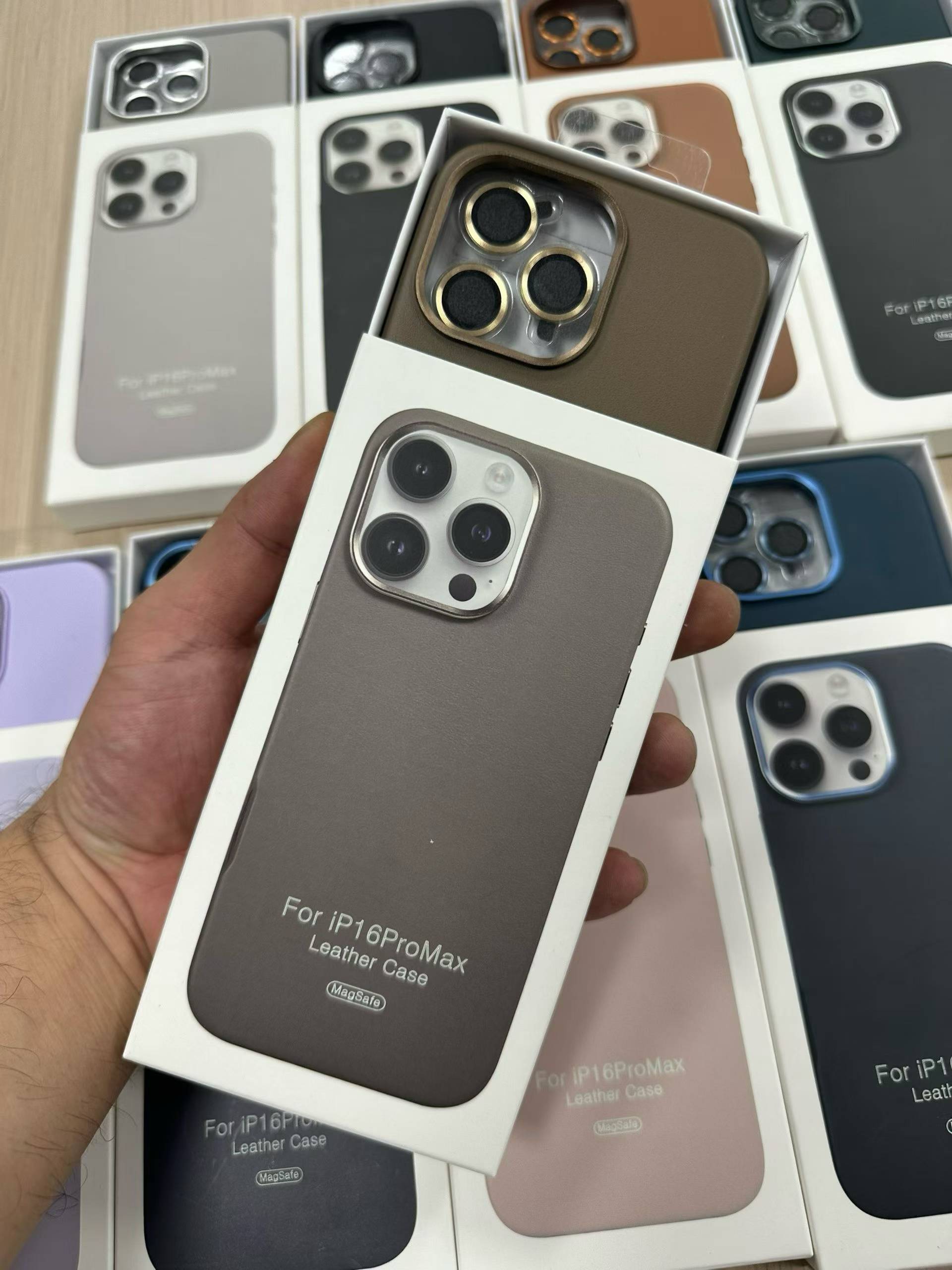 Official PU Leather Magnetic Phone Case Metal Frame Protector with Camera Lens Glass for iPhone 17 Pro 16 Plus 15 14 13