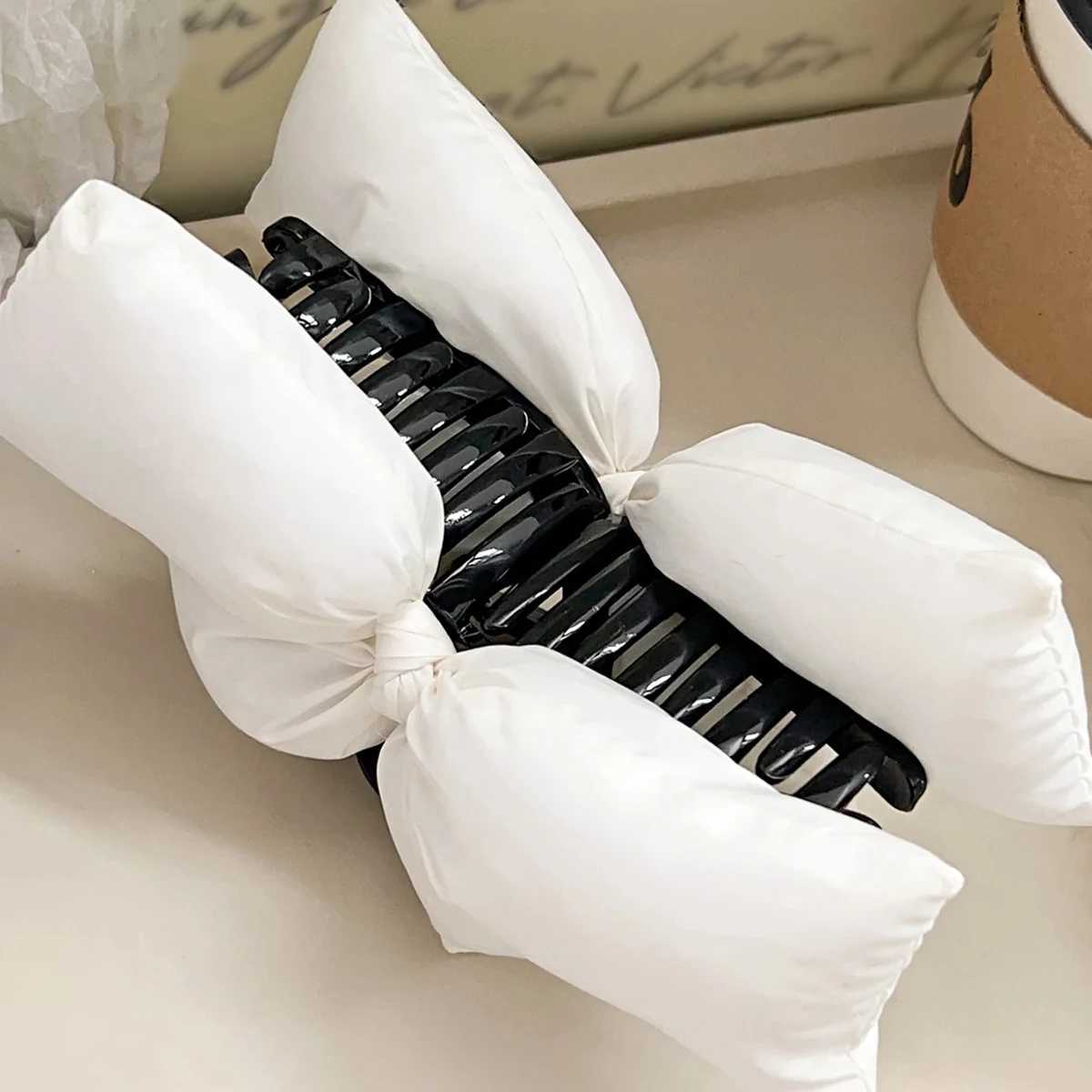 1pc/2pcs Black Leather Cotton Stuffing Bow Claw ClipLarge Jaw Clips for Thick HairNo-slip Fashion Winter Hair Accessory H260402