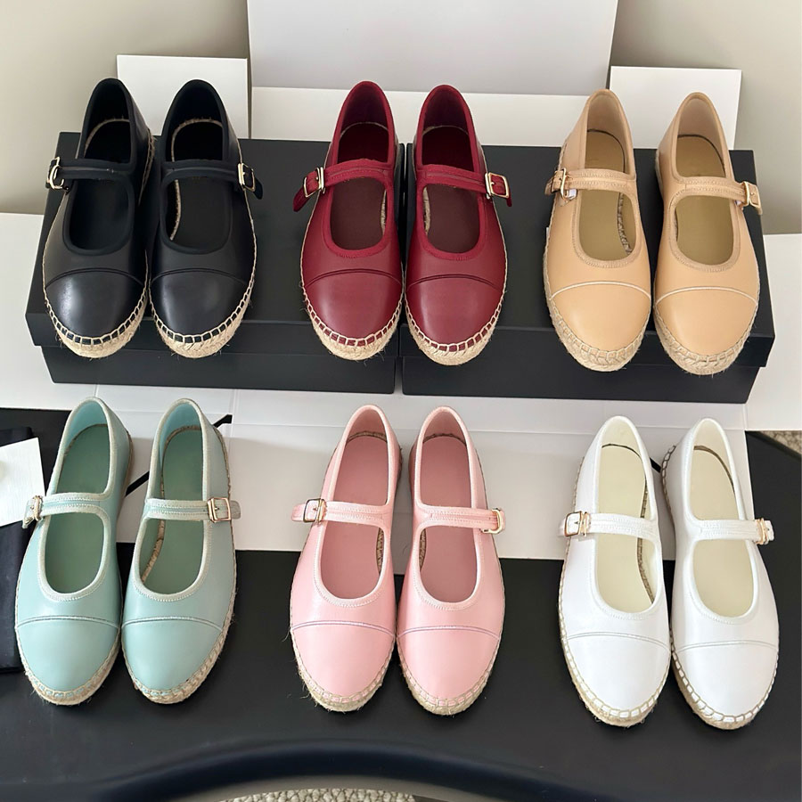 Classic Cotton Fabric Mary Jane Ballet flat shoes strap sandal loafers womens flat Dress shoes Luxury ballerina Flat designer shoes womens Real leather slip on shoe