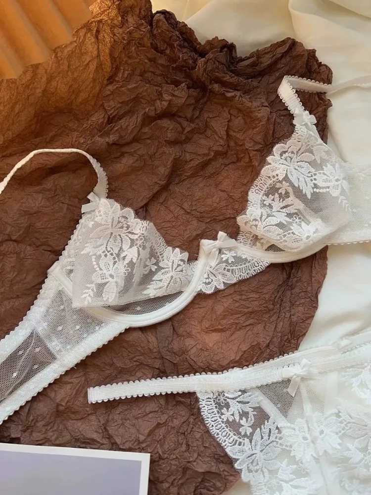 Sensual French Lace Bra Set Minimizer Push Up for Small Chest Anti-Sag Soft Wire Sheer Bralette Ultra Thin Lingerie Women Z260402