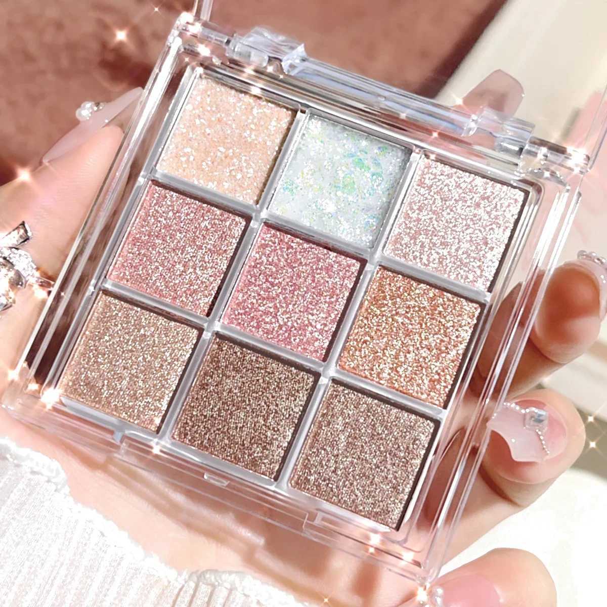 Nine-Color Eyeshadow Palette with Pearl Fine Sparkle Layerable Shimmer Bright Glitter and Vibrant Colors New H260402