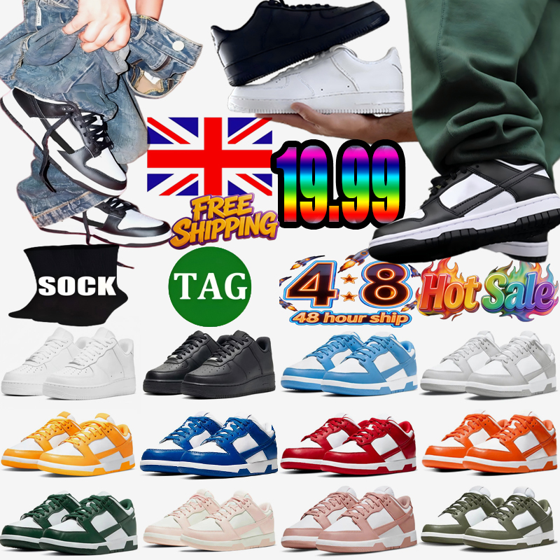 07 one Casual shoes Low 1s Panda black Grey Fog White Triple men women Medium Olive Syracuse GAI Preppy Leather Style Outdoor Express Shipping size 36-45