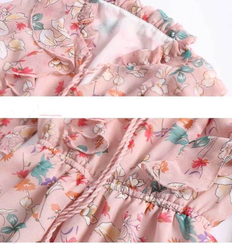3-9T summer children kids girls fashion cute short sleeve chiffon dress H260402