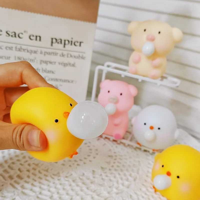 Handmade Cute Blow Bubble Chick Squishy Fidget Toys Decompression Sensory Stress Relief Squeeze Toy For Adults Kids Party Favors H260402