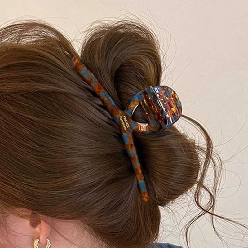 Korean Series Acetic Acid Hair Claws for Women High-End Large Shark Clip Back of Head Hair Volume Multiple Accessory Gift H260402