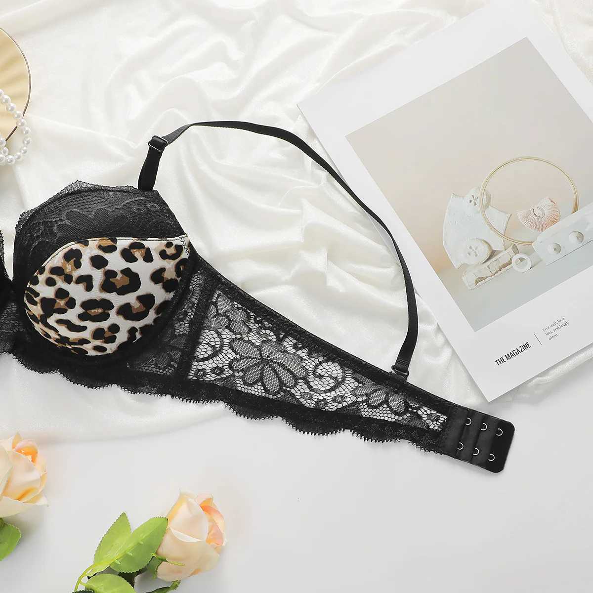 Viomisha Leopard Print Bra and Panty Set Push Up Bra Lace Underwear for Women Adjustable Straps and Soft Fabric Z260402