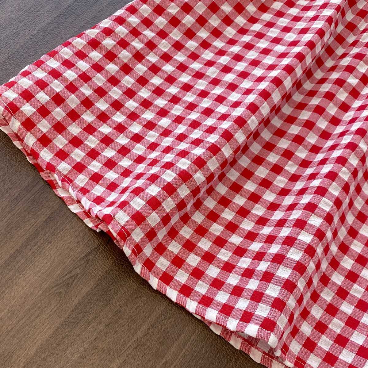 Humor Bear Girl Casual Dress 2026 New Fashion Strawberry Crochet Collar Plaid Flying Sleeve Dress Cute Outfits Girls Vestidos H260402