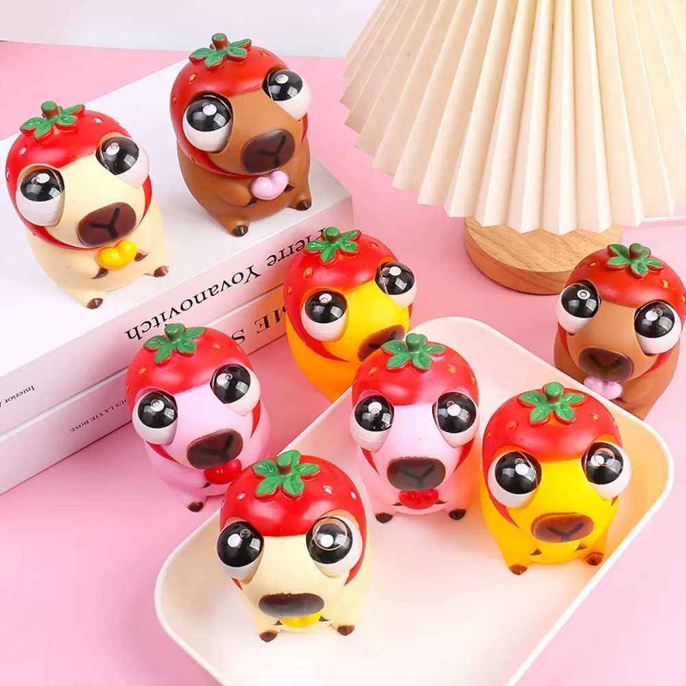 Cartoon Burst Eye Capybara Squeeze Toy Funny Soft Capybara Big Eyeball Pinch Toy Capybara Figure Stress Relief Toy Kids Gifts H260402
