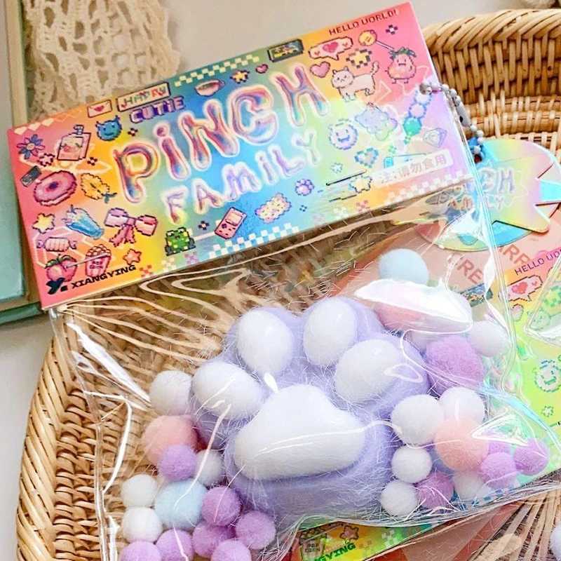 1PC DIY Accessories Squishy New Fidget Toy Mini Kawaii Plush Cat Paw Small Pig Rabbit Cute Pink Cat Foot Decompression Props H260402