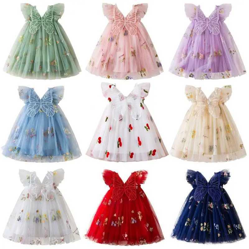 Summer New Cute Butterfly Chiffon Baby Girl Dress Princess Style ChildrenS Clothing 9 Months -4 Years Old H260402