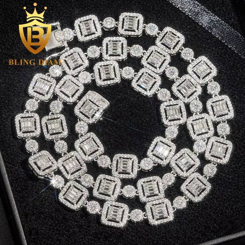 Blingdiam Custom Hip Hop Iced Out High Quality Cuban Necklace 925 Sterling Silver Moissanite Cuban Link Chain