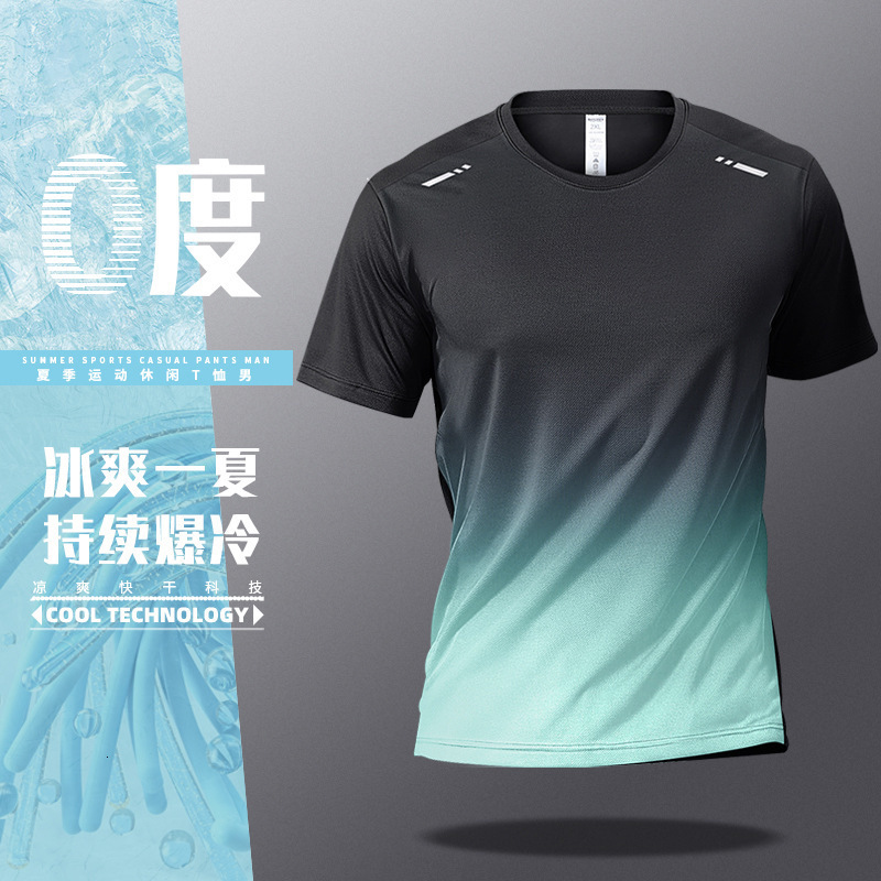 Mens Tshirts Sports Tshirt Quickdrying Gradient Short Sleeve Tees Outdoor Workout Basketball Training Running men clothes 251013
