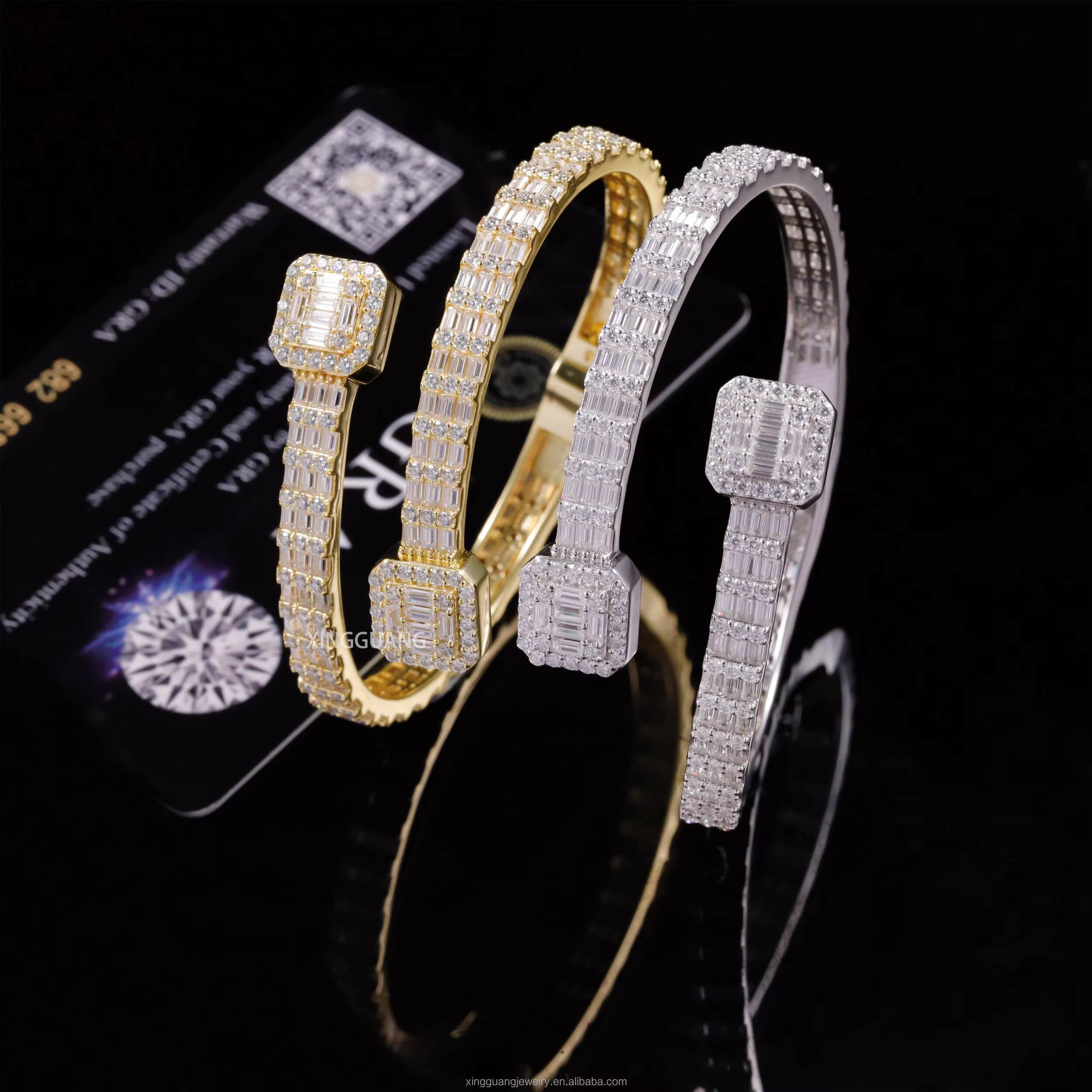 Yy Wholesale Unisexs 925 Sterling Silver Hip Hop Bracelet Cuban Link Vvs Moissanite Passes Diamond Test-for Parties Gifts