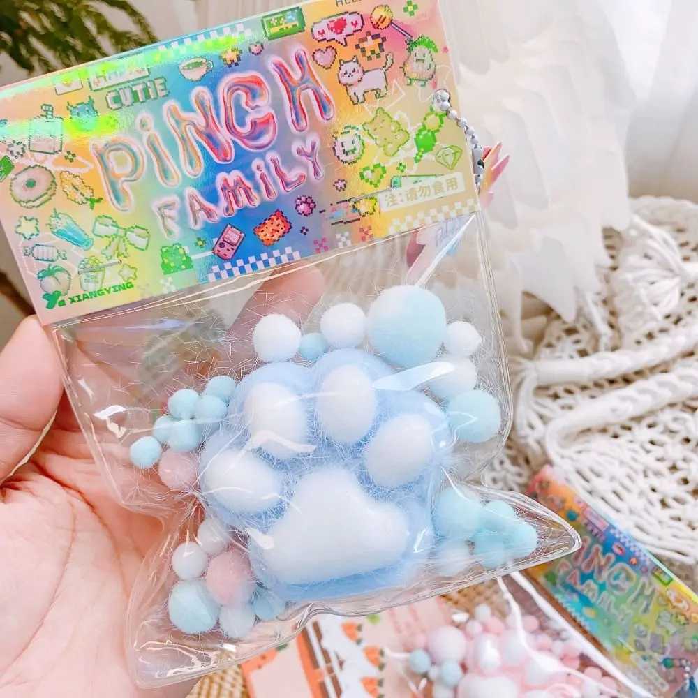 Dropshipping Fidget Toy Mini Squishy Toys Kawaii Plush Soft Cat Paw Transparent Silicone Cube Stress Relief Squeeze Toy H260402