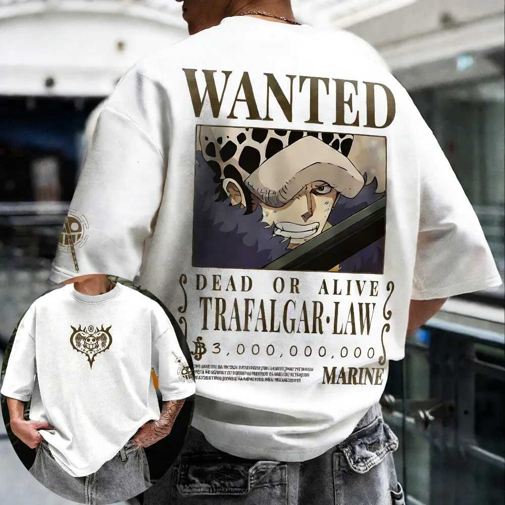 Unisex Cotton T-shirt ONE PIECE Trafalgar D Water Law 2026 Summer Anime Printed Oversized Loose Parent Child Short Sleeve C260402