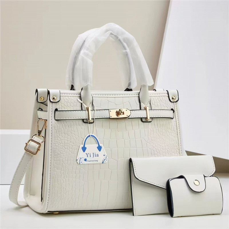 Free shipping Designer bag Women's Versatile Large Capacity Tote Bag with Shoulder Strap - Classic Plaid Design Gentle Trendy white plain