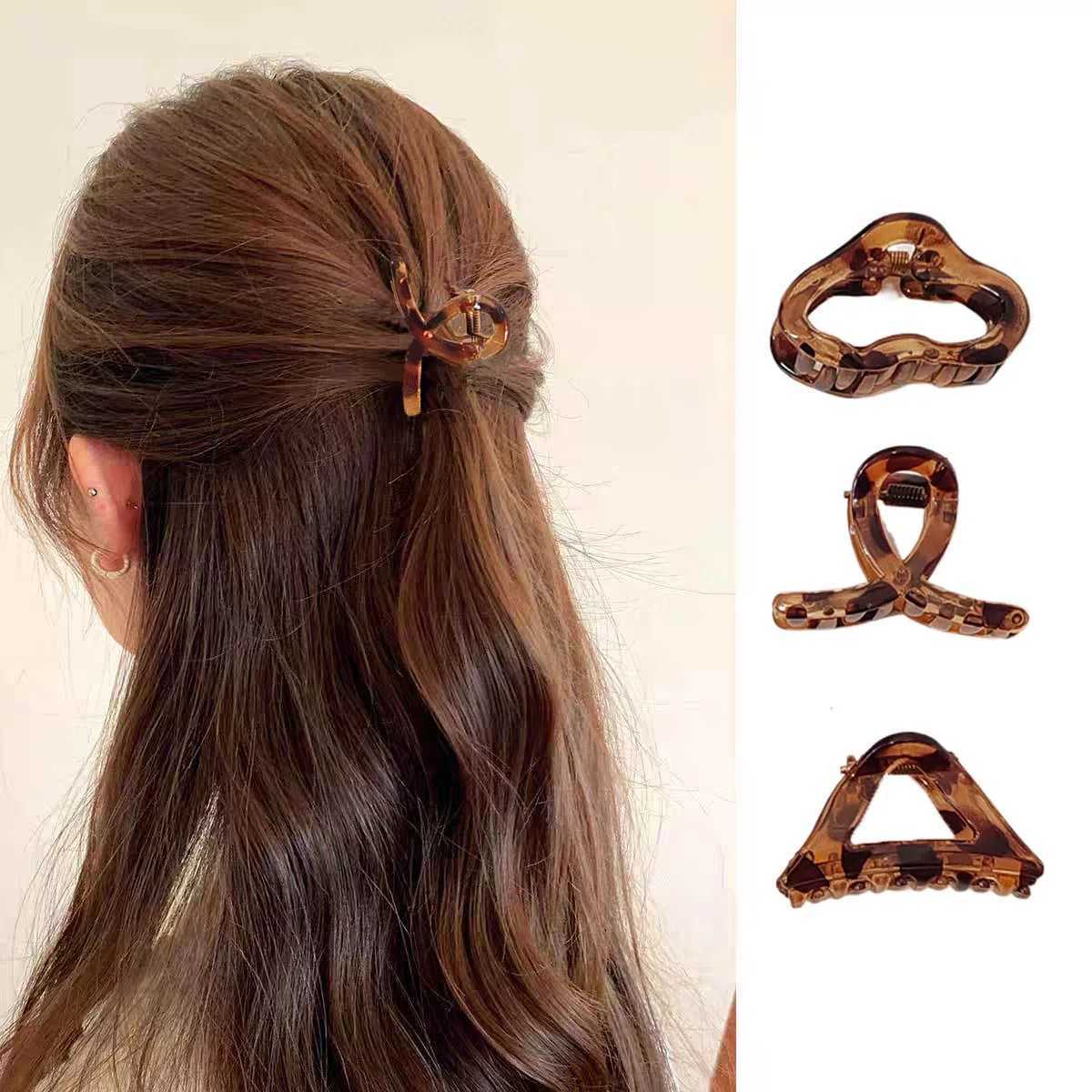 4PC Set European American Style Leopard Print Small HairClaw Clips for Women Girls Retro Hair Accessories Headwear H260402