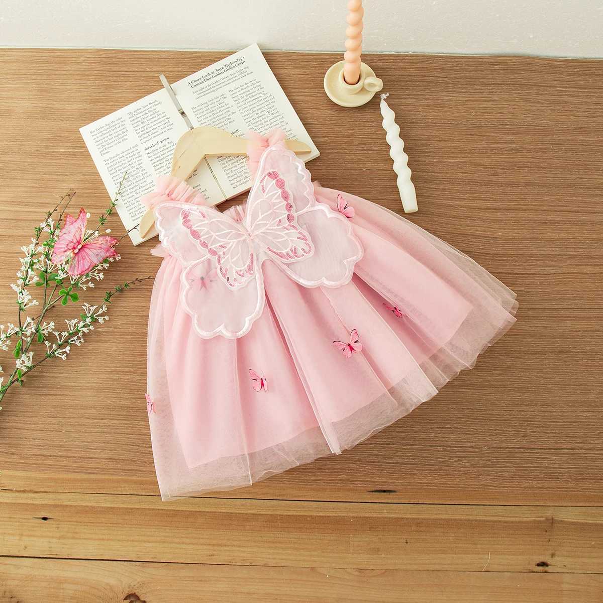 Baby Girl Dresses Summer Mesh Butterfly Girls Dresses Cute Back Wings Girls Princess Dresses Baby Clothes Girl H260402